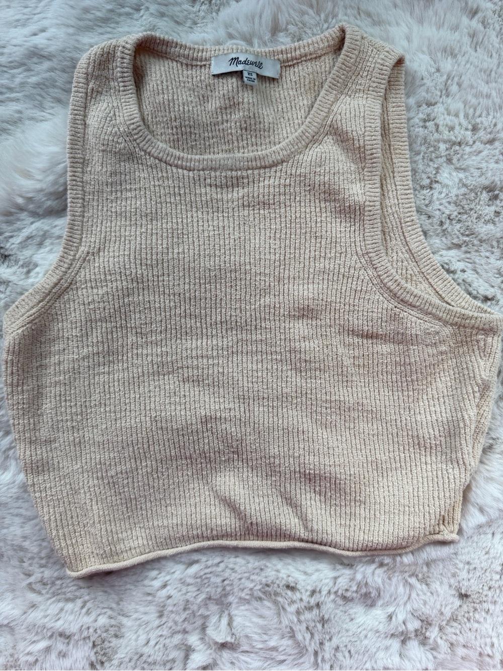 Madewell Beige Cream Ribbed Knit Tank